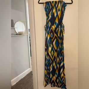 Multicolor dress summer strapless maxi dress